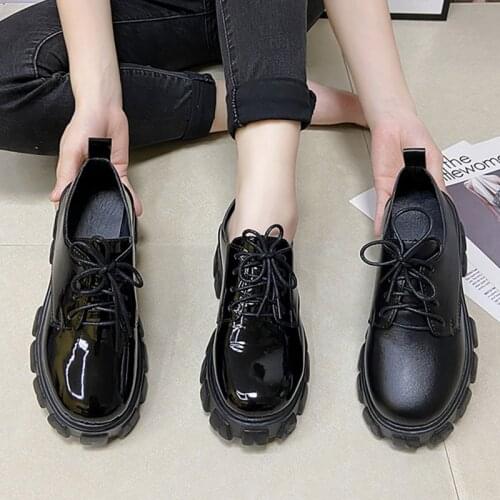 35-42 Size Ladies Oxfords 2021 Flats With Loafers Platform Round Toe Shoes Fashion Women Spring Autumn Lace Up Casual Shoes