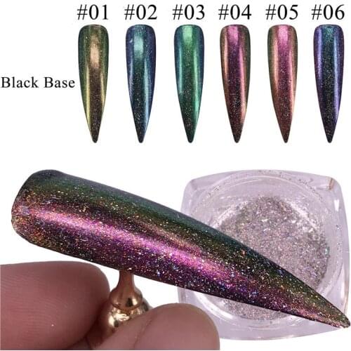 1 Box Chameleon Holographic Nail Glitter Powder Gel Polish Chrome Pigment Dust Shinning Glitters Manicure Nail Art Decoration