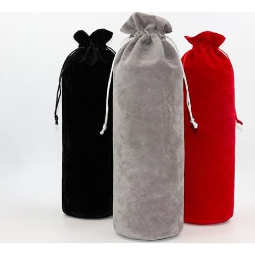 2pcs/lot 10*34cm Custom Logo Printed High Quality Cosmetic Velvet Pouch Drawstring Satin Gift Bags Wine Packaging Bags