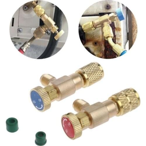 New Arrival 2PCS Air Conditioning Refrigeration Charging Adapter Safety Valve Copper Adapter For R22/R410A 1/4" Safety Valve