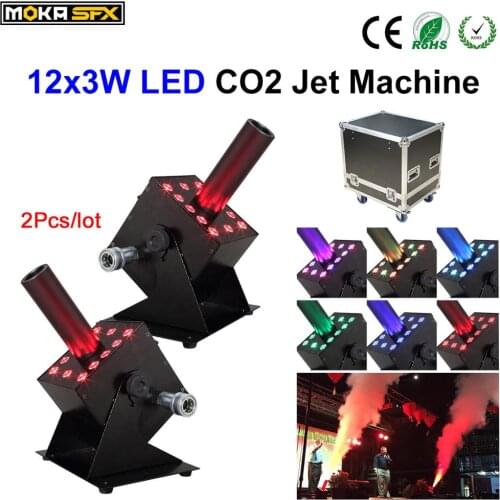 2piece LED RGB CO2 cannon Fog Machine CO2 Cryo Jets FX Night club Easy Angle Co2 jets With Flight Case
