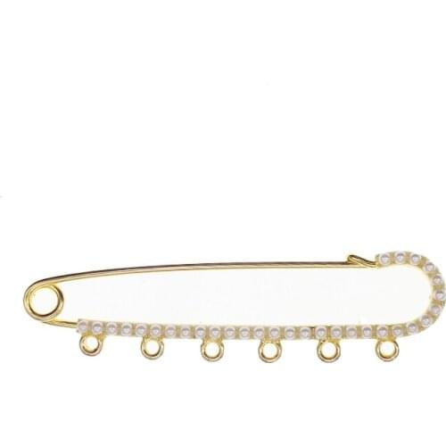 20 pcs a bag pin for kids 8 cm 6 loops pink blue crystal rhinestone white pearl Pin Islam Silver Gold Plated Brooch baby pins