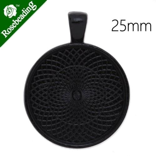 25MM(1inch) Black Round Pendant tray,zinc Alloy filled,20pcs/lot-C4264