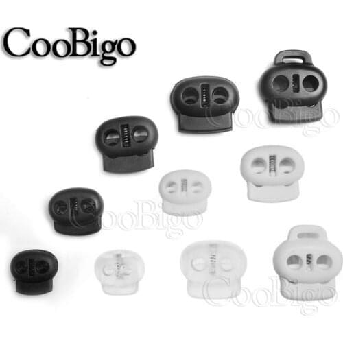 50pcs 2 Hole Plastic Cord End Stopper Bean Cord Lock Toggle Clip for Apparel Rope Shoelace Backpack Sportswear Bag Accessories