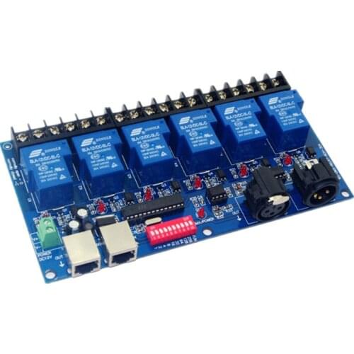 6CH Relay switch dmx512 Controller RJ45 XLR, relay output,DMX512 relay control,6 way relay switch(max 30A)