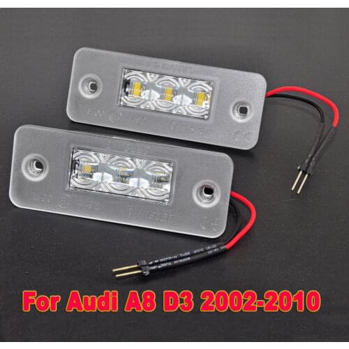 Car LED License Plate Light Number Plate Lamp Bulb for Audi A8 D3 2002 2003 2004 2005 2006 2007 2008 2009 2010 Auto Accessories