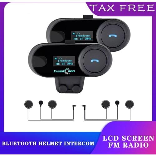 Motorcycle Helmet Intercom TCOM-SC Motocycle Bluetooth Interphone Headset LCD Screen FM Radio T-COM SC hand soft mic