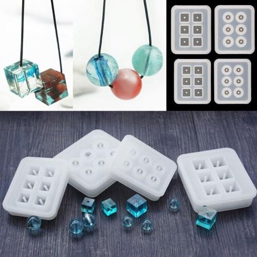 Diy Jewelry Making Earrings Cube Ball Beads Silicone Molds Earrings Pendants Uv Epoxy Resin Mold With Hole 6 Handmade Craft Tool