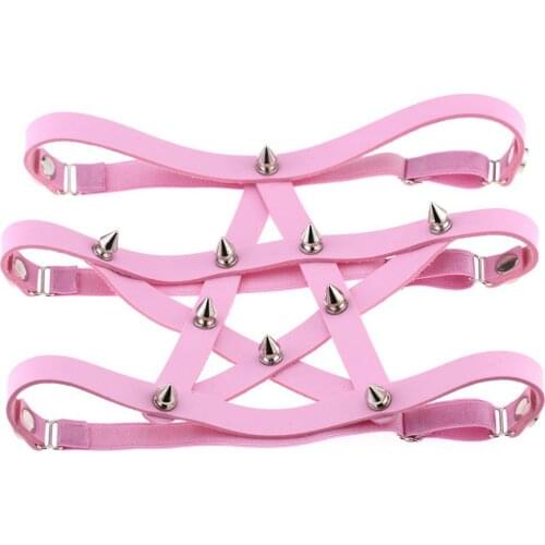 Women Sexy Garter Belts Punk Strap Leg Ring Bondage Faux Leather Harness Tight Suspender Gothic Female Elasticity Heart