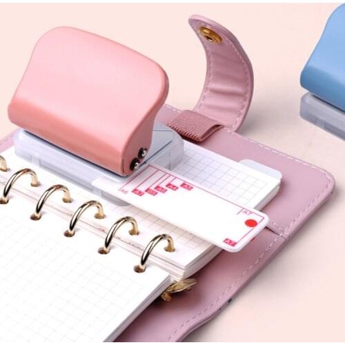 Hole Puncher w/ Positioning Ruler Confetti Box Round Hole Puncher 5 Sheets Paper Manual Punching for Leaf-loose NoteBook