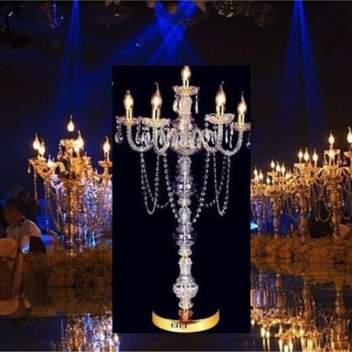 100cm Tall 5-arms Crystal candelabras Wedding Centerpiece candle holder aisle road leads Event props