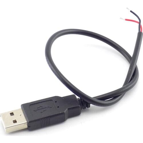 0.3/1/2M DC 5V USB 2.0 Type A Male 2 Pin Cable Power Supply Adapter Charge for Smart Devices DIY Connector Wire W17