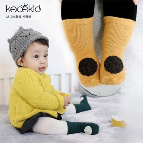 Kacakid 10 Pairs Baby Toddler Boys Girls Socks Kids Warm Autumn Winter Cotton Socks Dot Non Slip Children Kids Knee High Socks