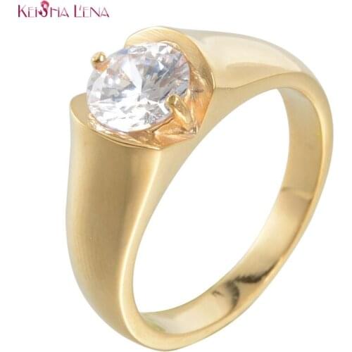 Quality Wedding Engagement Jewelry For Men Not Fade Fashion Stainless Steel Brand Big Crystal Ring Accessory