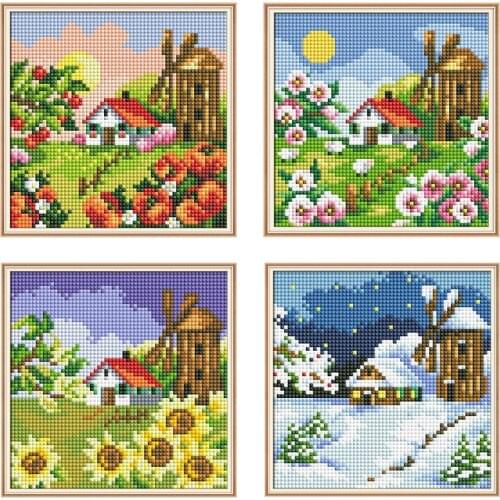 South Koreas small scenery 5D DIY acrylic diamond painting cross stitch kit mosaic diamond embroidery childrens handmade set