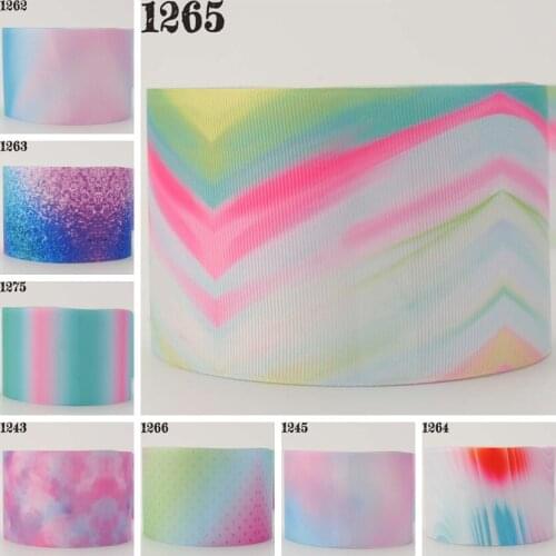 3"75mm gradient color Ribbon For Diy Hairbow headwear printed grosgrain ribbon gift decoration ribbons