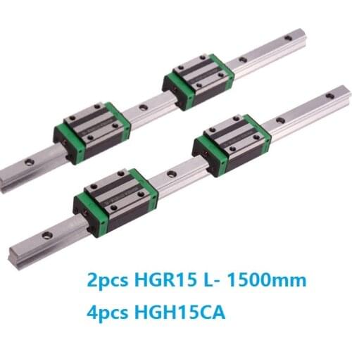 2pcs China made HGR15 L- 1500mm linear guide/rail + 4pcs HGH15CA linear narrow blocks for CNC router parts