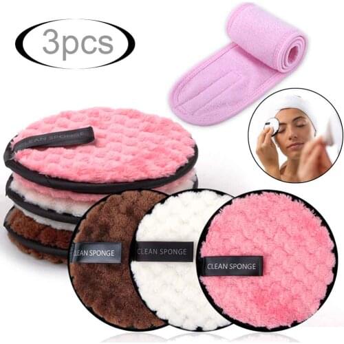 Reusable Cotton Pads Microfiber Makeup Remover Cloth Washable Cotton Reusable Face Cleansing Pads Eyelash Extensions Headband