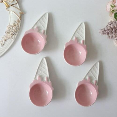 Ice Cream Small Spoon посуда для кухни фарфор Lovely Pink And Tender Personality Creative Ceramic Soup Spoons Kitchenware