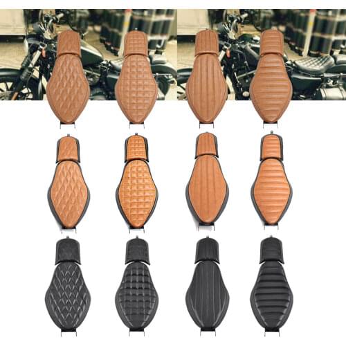 Motorcycle Black/Brown Solo Rider Driver Seat Two-Up Seat Rear Passenger Pillion Pad For Harley Sportster XL 1200 883 Models