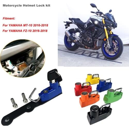 MT10 Motorcycle Helmet Lock Mount Hook Side Anti-theft Security Alloy with 2 Keys Fits For Yamaha MT-10 FZ-10 2016 2017 2018