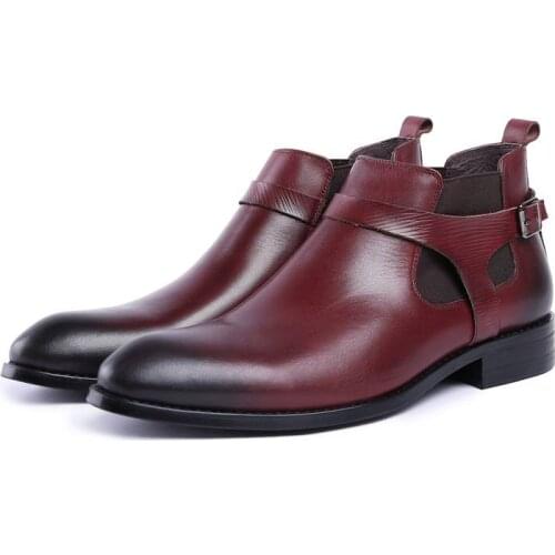 Men Ankle Boots Fashion Black / Tan Chelsea Boots Handmade Pu Leather Dress Shoes Winter Vintage Classic Male Casual Boot