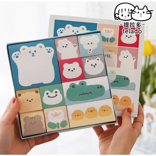 100pcs Memo Pads Set Cute Cartoon Pad Sticky Notes Notepad Kawaii Notebooks Writing Pads Office School Stationery Supplies