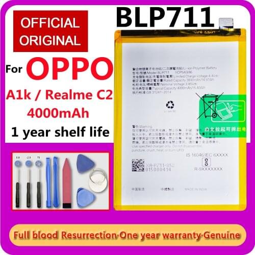 New BLP711 4000mAh Battery for OPPO A1k / Realme C2 Smart Phone High Quality Batteries + Tracking + Tools