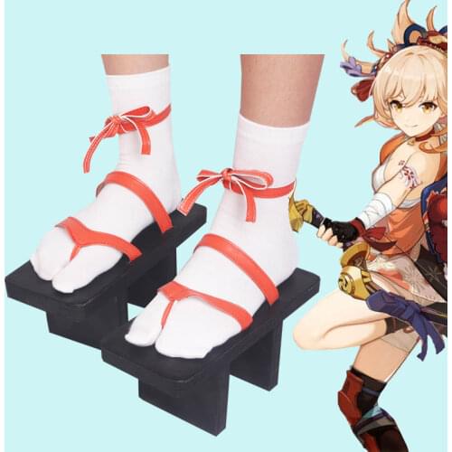 Genshin Impact Yoimiya Cosplay Shoes Japanese Clog Geta Halloween Cosplay Costume Accessories Props