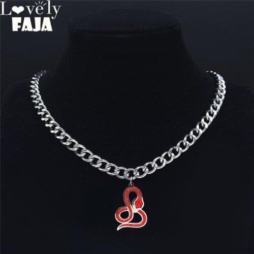 2021 Punk Snak Stainless Steel Red Crystal Necklace Chokers Silver Color Pendant Necklace Jewelry collar serpiente N4898S03