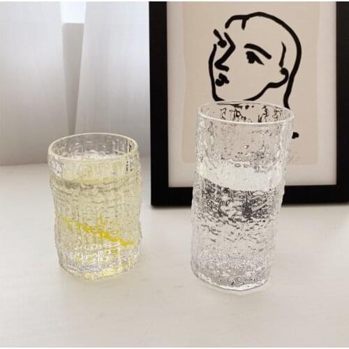 Cutelife Nordic Bark Transparent Glass Coffee Shot Cup Kitchen Milk Tea Beer Whiskey Glass Cup Wedding Cocktail Drinking Glasses