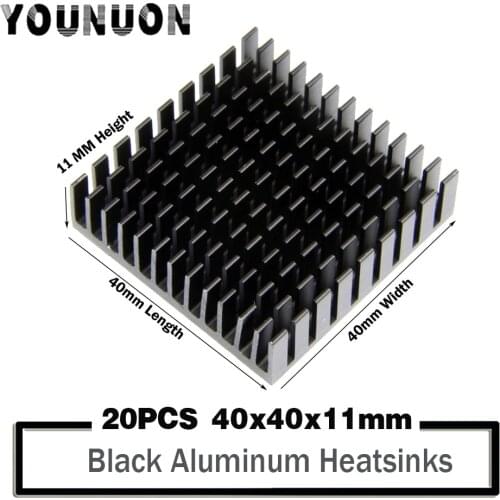 20Pcs YOUNUON Black 40mm heatsink 40 x 40 x 10mm 11mm Aluminum CPU CPU Card Cooling Cooler Heat Sink Heatsink