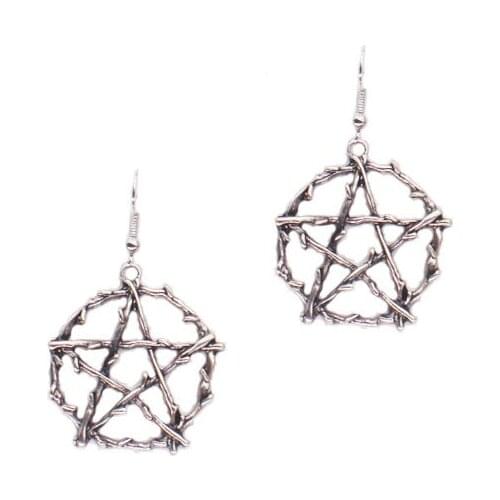 Rock Branches Strain Star dangle Earrings Punk Fashion Gothic Star Cross Hollow Out Earrings For Women Men Jewelry Gift New 2021