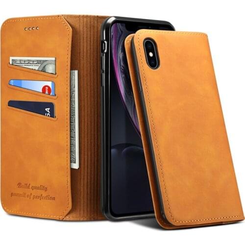 Luxury Leather Cell Phone Flip Case Credit Bank Card Holder Wallet Mobile Phone Cover Stand for iPhone X XR XS MAX