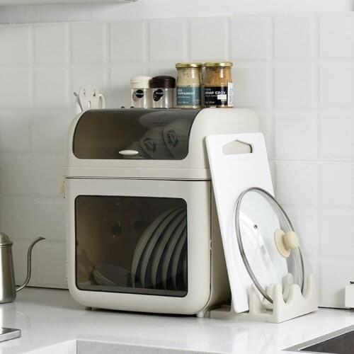 Thickened dust-proof kitchen organizer household double layer storage racks for bowl dish large capacity drain shelf with lid