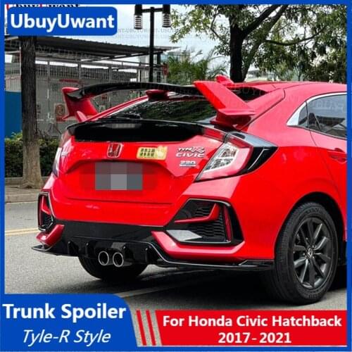 Type-R Style for 2017-2021 Honda Civic Hatchback Rear Spoiler ABS Plastic Car Rear Wing Trunk Spoiler Car Tail Wing Decoration