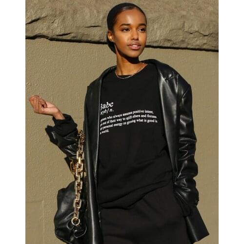 DEFINITION OF A BABE Hoody funny O-Neck unisex women quote 100% Cotton Jumper Pullovers hipster outfits tops Sweats Sweatshirt