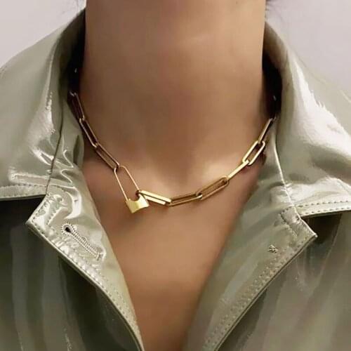 VKME Link Chain Choker Necklaces For Women Girl Collar Bohemian Fashion Geometric Gold Color Jewelry Necklace