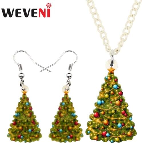 WEVENI Acrylic Christmas Tree Colorful Ball Jewelry Sets Necklace Earrings For Girls Teen Festival Party Charm Gift 2019 New Hot