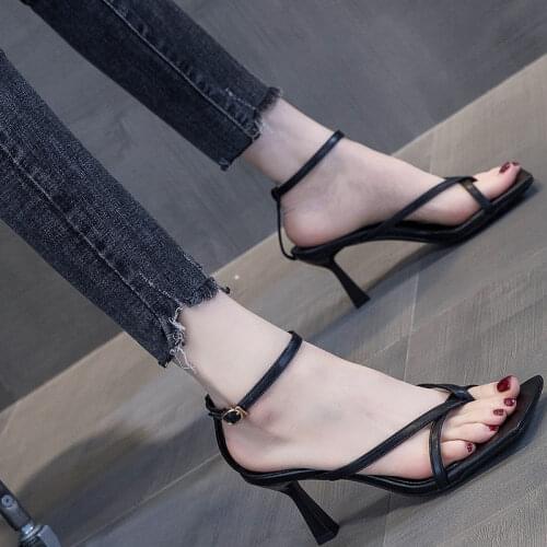 2021 Ankle Strap Women Sandals Summer Fashion Brand Thin High Heels Gladiator Sandal Shoes Narrow Band Party Dress Pump Shoes