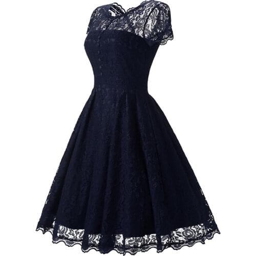 Rockabilly Dress Pin Up Dress robe vintage Women Summer Dress Casual 2019 Party Black Lace Dresses Red Short Sleeve Hollow Out