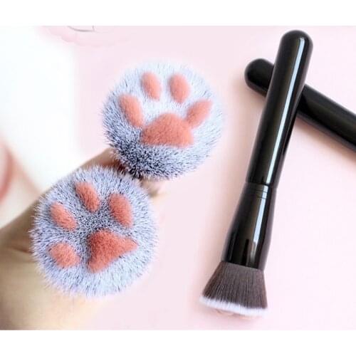Lovely 1pc Pink Cat Claw Cute Face Brush Loose Powder Super Soft Blush Sculpting Brush Cosmetic Brush Beauty Make Up Brush