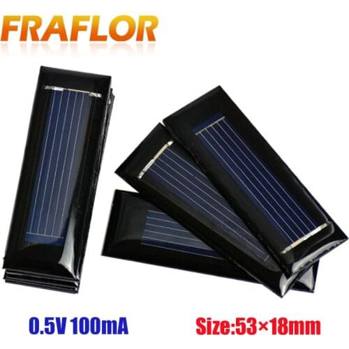 10pcs Mini 0.5V 100mA Solar Panel Solar Cells Solar Module Charger For Science and Technology DIY 53*18*2.5mm