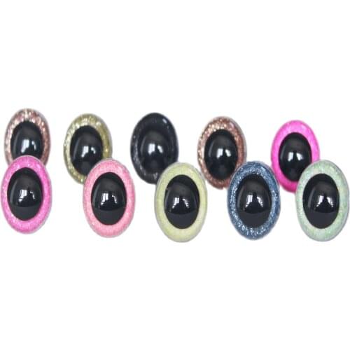 100PCS new style colorful eyes 9mm-20mm round plastic clear glitter toy safety eyes+ hard washer for plush doll --20pcs--Y10