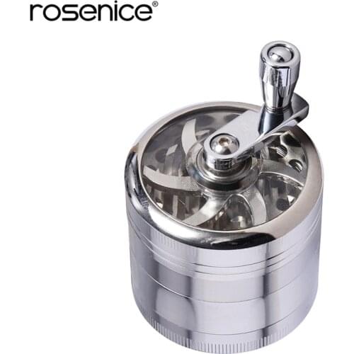 4 Layers Tobacco Spice Grinder Herb Weed Grinder with Mill Handle Silver Kitchen Accessories Gadget Cooking Tools Hot Sale