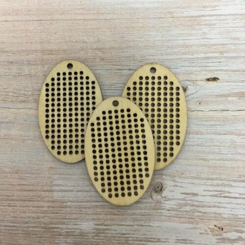 50pcs diy craft laser cut wood oval embellishment cross stitch