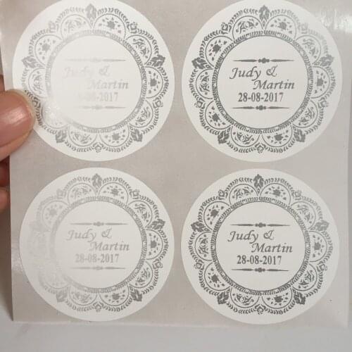 90 Personalized Custom Vintage Wedding Circle Round white Stickers Envelope Seals