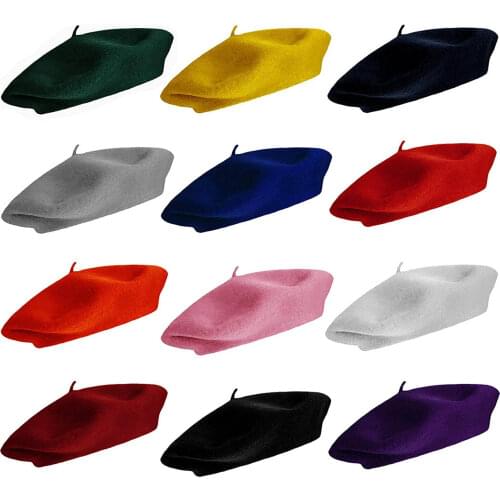 Unisex Vintage Plain Beret Hats French Berets Warm Wool Spring Winter Beanie Hat Women Girl Street Cap Winter Berets Women Men