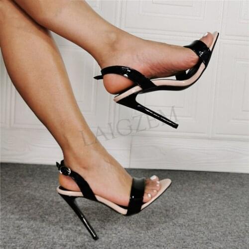 DOBANER Women Sandals Faux Leather Open Toe Slingbacks High Heels Party Summer 4 Seasons Lady Shoes Woman Large Size 43 45 47 52