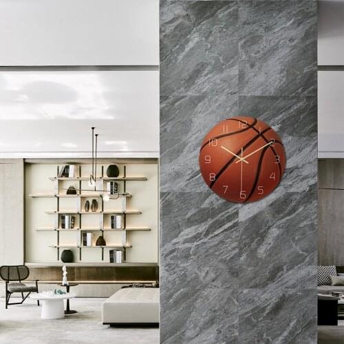CC118 30CM*30CM*2MM basketball Silent movement Wall Clock Acrylic Material Living Room Decoration